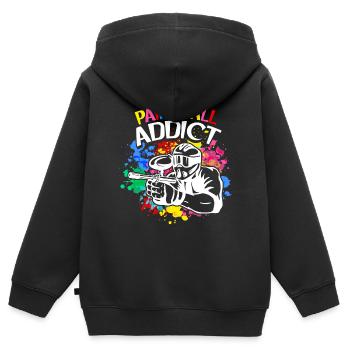 Paintball Addict Bunte Farbe Teamsport Paintball - Kinder Premium Organic Zip Hoodie - Schwarz - Hinten - AI Model Kid Male (0cm)