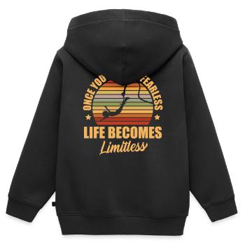 Sobald Du Furchtlos Wirst, Wird Das Leben - Kinder Premium Organic Zip Hoodie - Schwarz - Hinten - AI Model Kid Male (0cm)