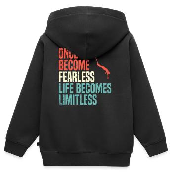 Une fois que vous devenez intrépide, la vie devient - Sweat Premium à capuche zippé enfant bio - noir - Dos - AI Model Kid Male (0cm)