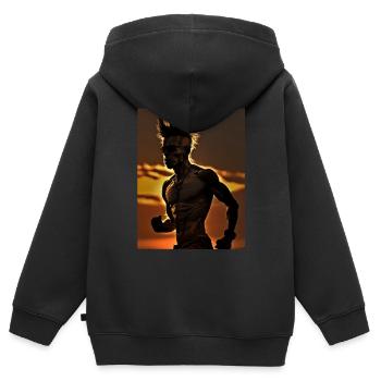 Punk Läufer - Kinder Premium Organic Zip Hoodie - Schwarz - Hinten - AI Model Kid Male (0cm)