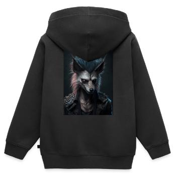 Rebel Punk Wulf - Kinder Premium Organic Zip Hoodie - Schwarz - Hinten - AI Model Kid Male (0cm)