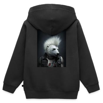 Cooler Punk Eisbär - Kinder Premium Organic Zip Hoodie - Schwarz - Hinten - AI Model Kid Male (0cm)