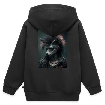Cooler Punk Wulf - Kinder Premium Organic Zip Hoodie - Schwarz - Hinten - AI Model Kid Male (0cm)
