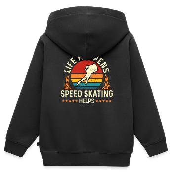Speed Skating Life Happens Speed Skating Skaters - Kinder Premium Organic Zip Hoodie - Schwarz - Hinten - AI Model Kid Male (0cm)
