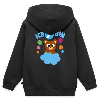 Teddybär Geburtstagshirt 5 Jahre Junge Geschenk - Kinder Premium Organic Zip Hoodie - Schwarz - Hinten - AI Model Kid Male (0cm)