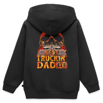 Camionneur - Sweat Premium à capuche zippé enfant bio - noir - Dos - AI Model Kid Male (0cm)