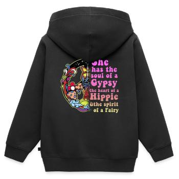 Hippie - Sweat Premium à capuche zippé enfant bio - noir - Dos - AI Model Kid Male (0cm)