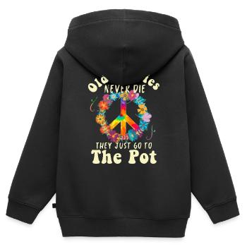Hippie Peace Groovy Flowerpower Boho Woodstock - Kinder Premium Organic Zip Hoodie - Schwarz - Hinten - AI Model Kid Male (0cm)