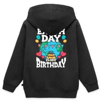 Earth Day Ist Mein Geburtstag Party Feiertag - Kinder Premium Organic Zip Hoodie - Schwarz - Hinten - AI Model Kid Male (0cm)