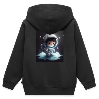 Astronaute Chibi - Sweat Premium à capuche zippé enfant bio - noir - Dos - AI Model Kid Male (0cm)
