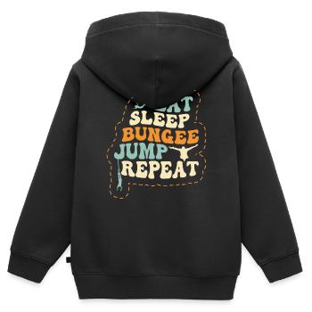 Manger Dormir saut à l’élastique Répéter - Sweat Premium à capuche zippé enfant bio - noir - Dos - AI Model Kid Male (0cm)
