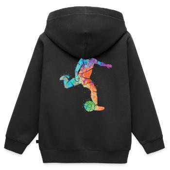 Fußballer Farbspritzer Fußball Kids Fußballspieler - Kinder Premium Organic Zip Hoodie - Schwarz - Hinten - AI Model Kid Male (0cm)