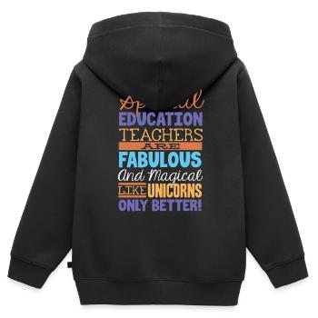Éducation spécialisée, Éducation spécialisée - Sweat Premium à capuche zippé enfant bio - noir - Dos - AI Model Kid Male (0cm)