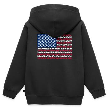 Drapeau américain Pattes de chat animal mignon - Sweat Premium à capuche zippé enfant bio - noir - Dos - AI Model Kid Male (0cm)