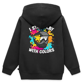 Vous dormez, vous battez les sports d’équipe de paintballer - Sweat Premium à capuche zippé enfant bio - noir - Dos - AI Model Kid Male (0cm)