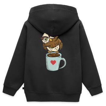 Koffeinierter Nachtvogel Koffein - Kinder Premium Organic Zip Hoodie - Schwarz - Hinten - AI Model Kid Male (0cm)