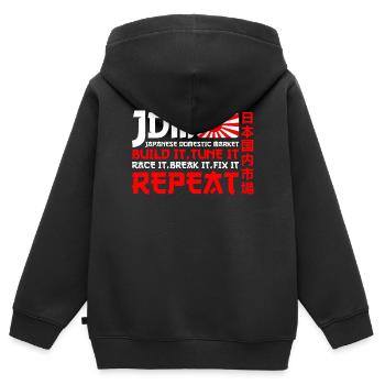 JDM Marché intérieur japonais Automobile - Sweat Premium à capuche zippé enfant bio - noir - Dos - AI Model Kid Male (0cm)