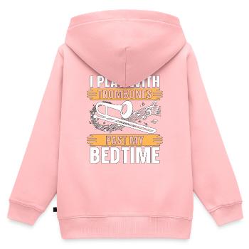 Trombone I joue avec trombones instrument de musique - Sweat Premium à capuche zippé enfant bio - rose - Dos - AI Model Kid Female (0cm)