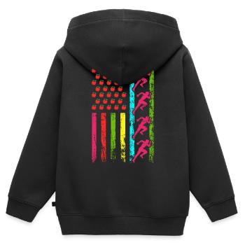 American Sports Flag Athletics 100 jours - Sweat Premium à capuche zippé enfant bio - noir - Dos - AI Model Kid Male (0cm)