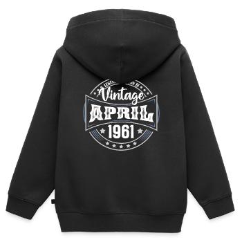 April 1961. Geburtstagsgeschenk April 1961 April - Kinder Premium Organic Zip Hoodie - Schwarz - Hinten - AI Model Kid Male (0cm)