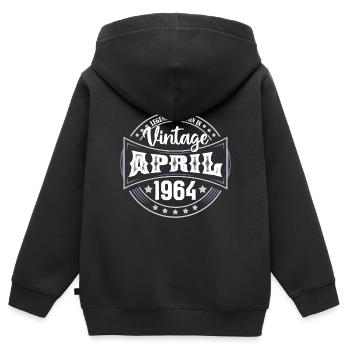 April 1964. Geburtstagsgeschenk April 1964 April - Kinder Premium Organic Zip Hoodie - Schwarz - Hinten - AI Model Kid Male (0cm)