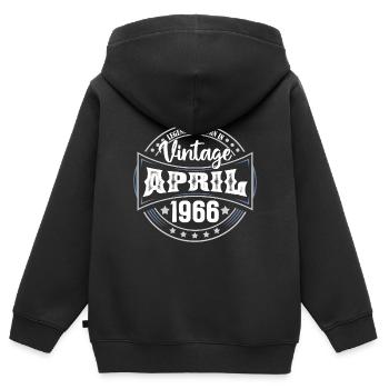 April 1966. Geburtstagsgeschenk April 1966 April - Kinder Premium Organic Zip Hoodie - Schwarz - Hinten - AI Model Kid Male (0cm)
