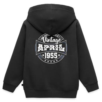 April 1955. Geburtstagsgeschenk April 1955 April - Kinder Premium Organic Zip Hoodie - Schwarz - Hinten - AI Model Kid Male (0cm)