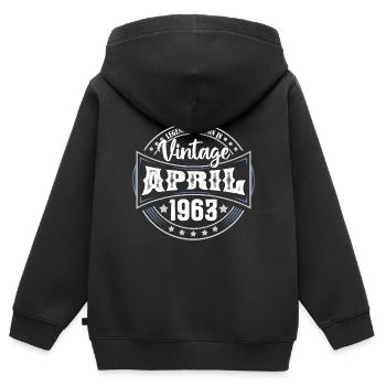 April 1963. Geburtstagsgeschenk April 1963 April - Kinder Premium Organic Zip Hoodie - Schwarz - Hinten - AI Model Kid Male (0cm)