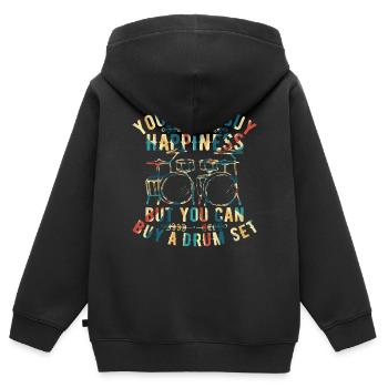 Batteur - Vous ne pouvez pas acheter le bonheur mais vous pouvez acheter - Sweat Premium à capuche zippé enfant bio - noir - Dos - AI Model Kid Male (0cm)