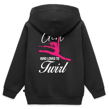 Baton Twirler, Baton Twirling, Gymnastique - Sweat Premium à capuche zippé enfant bio - noir - Dos - AI Model Kid Male (0cm)