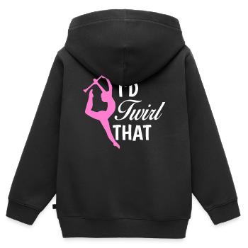 Baton Twirler, Baton Twirling, Gymnastique - Sweat Premium à capuche zippé enfant bio - noir - Dos - AI Model Kid Male (0cm)