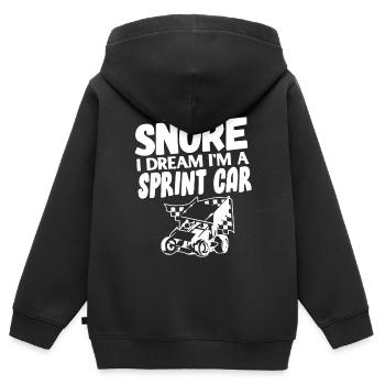 Courses de voitures de sprint, voitures de sprint, courses sur piste de terre - Sweat Premium à capuche zippé enfant bio - noir - Dos - AI Model Kid Male (0cm)