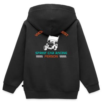 Courses de voitures de sprint, voitures de sprint, courses sur piste de terre - Sweat Premium à capuche zippé enfant bio - noir - Dos - AI Model Kid Male (0cm)