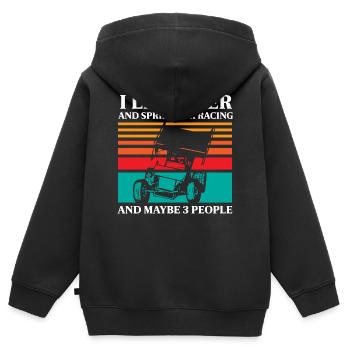 Courses de voitures de sprint, voitures de sprint, courses sur piste de terre - Sweat Premium à capuche zippé enfant bio - noir - Dos - AI Model Kid Male (0cm)
