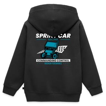 Courses de voitures de sprint, voitures de sprint, courses sur piste de terre - Sweat Premium à capuche zippé enfant bio - noir - Dos - AI Model Kid Male (0cm)