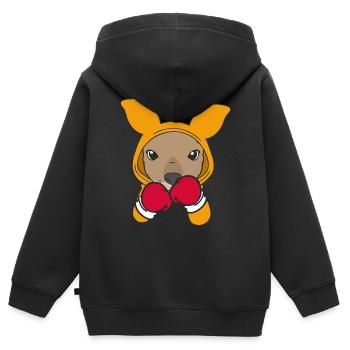 Kangourou Boxeur Martial Athlète Sparring Sport Boxe - Sweat Premium à capuche zippé enfant bio - noir - Dos - AI Model Kid Male (0cm)