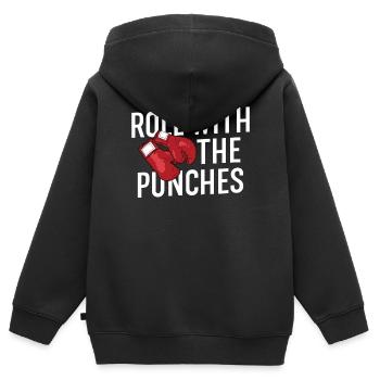 Roll With The Punches Combat Sports - Kinder Premium Organic Zip Hoodie - Schwarz - Hinten - AI Model Kid Male (0cm)