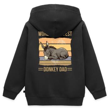 World Okayest Donkey Dad - Sweat Premium à capuche zippé enfant bio - noir - Dos - AI Model Kid Male (0cm)