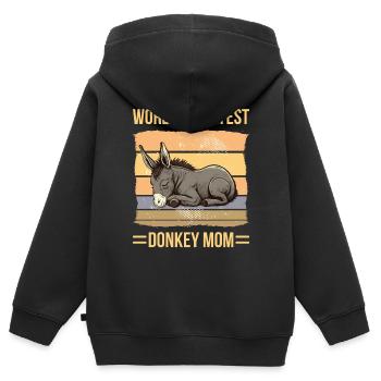 World Okayest Donkey Mom - Kinder Premium Organic Zip Hoodie - Schwarz - Hinten - AI Model Kid Male (0cm)