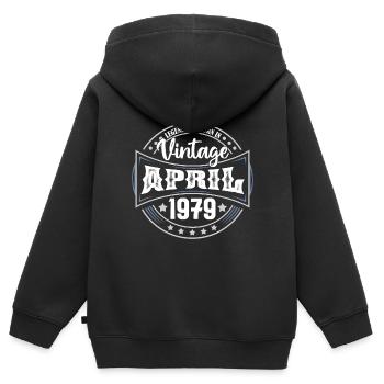 April 1979. Geburtstagsgeschenk April 1979 April - Kinder Premium Organic Zip Hoodie - Schwarz - Hinten - AI Model Kid Male (0cm)
