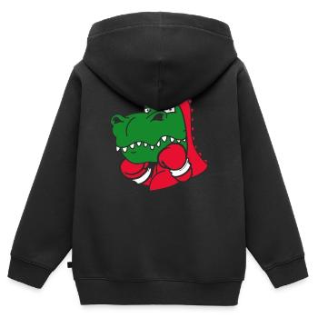 Dinosaure Boxeur Athlète Martial Athlète Sparring Sport - Sweat Premium à capuche zippé enfant bio - noir - Dos - AI Model Kid Male (0cm)