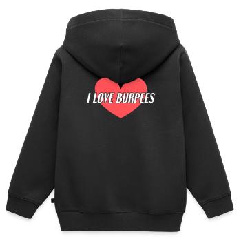 Ich liebe Burpees - Kinder Premium Organic Zip Hoodie - Schwarz - Hinten - AI Model Kid Male (0cm)