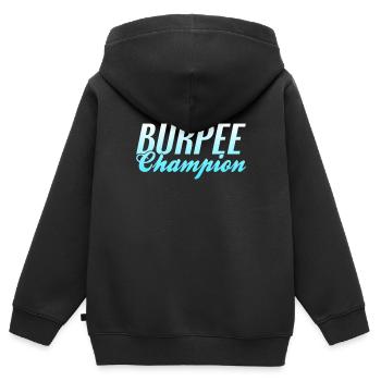 Burpee Champion - Kinder Premium Organic Zip Hoodie - Schwarz - Hinten - AI Model Kid Male (0cm)