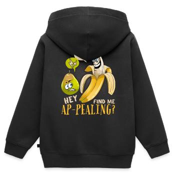 Blague à la banane, jeu de mots attrayant amusant à la banane - Sweat Premium à capuche zippé enfant bio - noir - Dos - AI Model Kid Male (0cm)