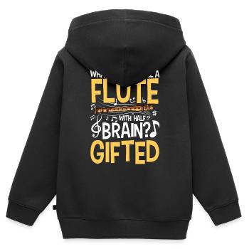 Flute With Brain - Gifted - Kinder Premium Organic Zip Hoodie - Schwarz - Hinten - AI Model Kid Male (0cm)
