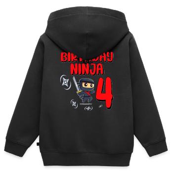 Birthday Ninja 4 Years Old Bday Party Gift Ninja - Kinder Premium Organic Zip Hoodie - Schwarz - Hinten - AI Model Kid Male (0cm)