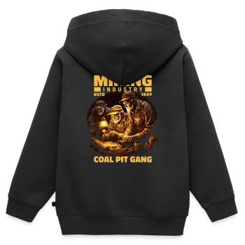 Chercheurs d’or Mineurs Mineurs - Sweat Premium à capuche zippé enfant bio - noir - Dos - AI Model Kid Male (0cm)