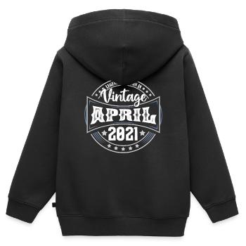 April 2021. Geburtstagsgeschenk April 2021 April - Kinder Premium Organic Zip Hoodie - Schwarz - Hinten - AI Model Kid Male (0cm)
