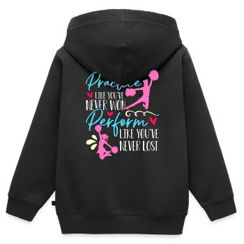 Pratique du cheerleading comme vous n’avez jamais applaudi - Sweat Premium à capuche zippé enfant bio - noir - Dos - AI Model Kid Male (0cm)