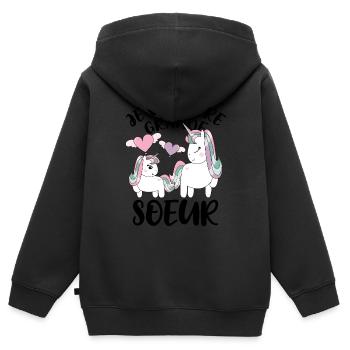 Future Grande Sœur Licornes Annonce Grossesse - Kinder Premium Organic Zip Hoodie - Schwarz - Hinten - AI Model Kid Male (0cm)